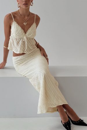 Jacintha Maxi Skirt Cream