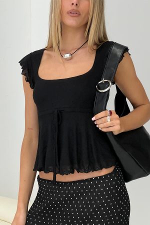 Auroraah Frill Top Black