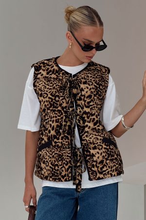 Samual Quilted Vest Leopard