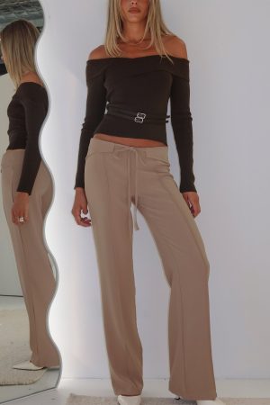 Narratives Wrap Tie Trouser Pant Taupe