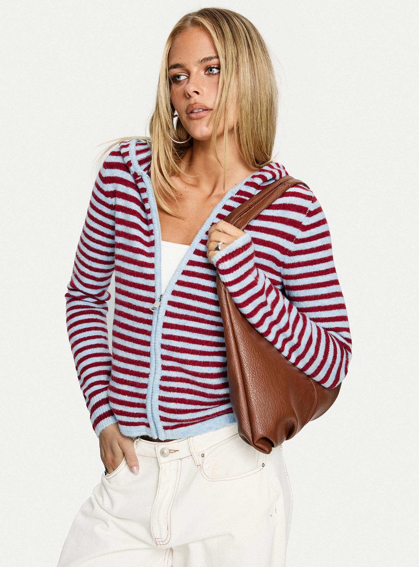 Superstars Zip Through Hoodie Blue / Red Stripe - Image 8