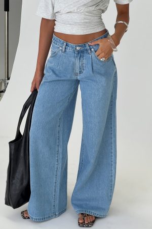 Supercut Low Rise Baggy Pleat Jeans Light Blue Wash