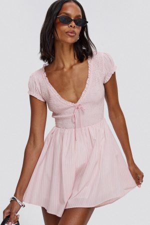 Wescott Stripe Playsuit Pink / White