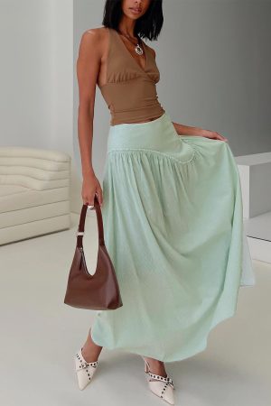 Yasemine Maxi Skirt Green / White