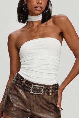 Sorelle Scarf Bodysuit White