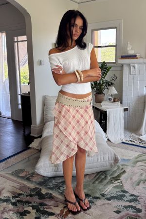 Natana Asymmetrical Midi Skirt Multi Check