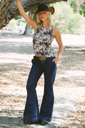 Acapulco Low Rise Flare Jeans Dark Blue Wash