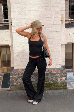 Kobee Jersey Flare Pants Black / Grey