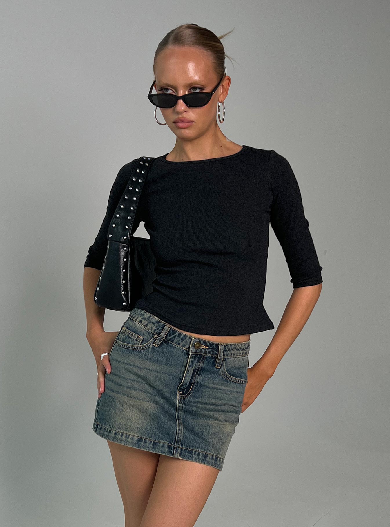 Elaia 3/4 Sleeve Top Black - Image 9