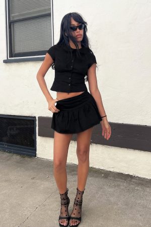 Sweet Treat Button Up Set Black