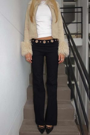True Grit Eyelet Flare Pants Black