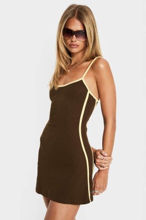 Baseline Scoop Mini Dress Brown / Yellow