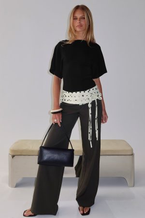 Seneca Wrap Pants Charcoal Polka Dot
