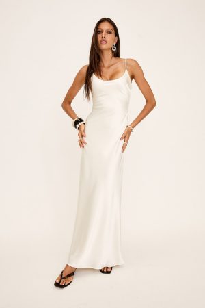 Miracles Scoop Satin Maxi Dress Champagne