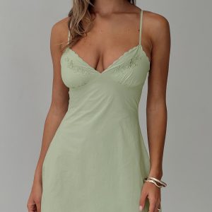Aruba Embroidered Mini Dress Sage