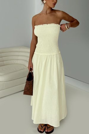 Tinsie Strapless Maxi Dress Yellow