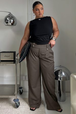 Briellea Thick Waistband Pant Pinstripe Curve