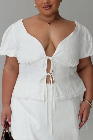 Wilhelmina Blouse Top White Curve