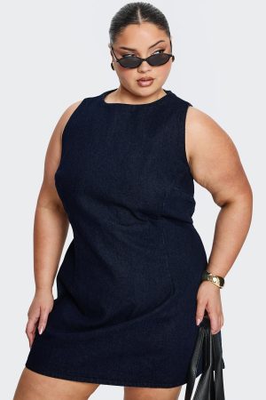 Ainsleigh Shift Denim Playsuit Dark Wash Curve