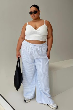 Beach House Pants Blue Stripe Curve