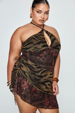 Syrefena Halter Mini Dress Multi Curve