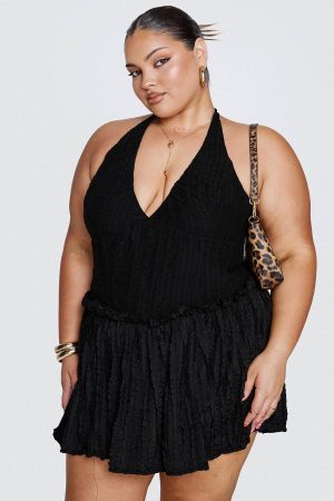 Mixie Halter Romper Black Curve