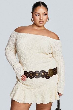 Vancesca Off Shoulder Long Sleeve Mini Dress Curve