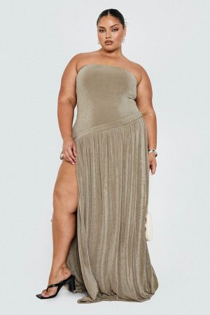 Inka Strapless Maxi Dress Taupe Curve