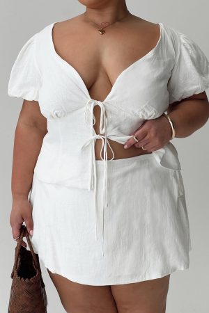 Gulliver Tie Side Mini Skort White Curve