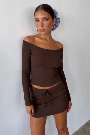 Baseline Rib Skort Brown