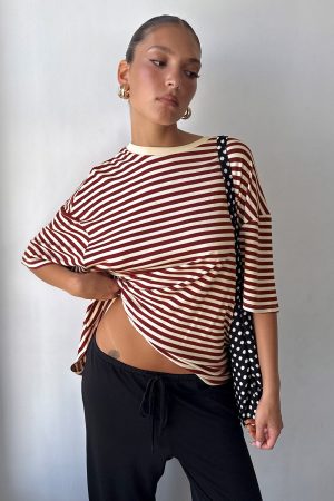 Kieryn Oversized Top Red Stripe