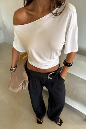 Ashlinn Off Shoulder Drapey Top White