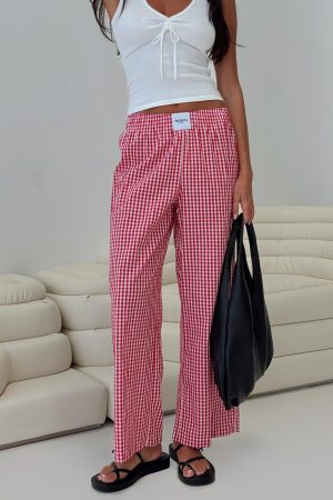 Beach House Pants Red Gingham