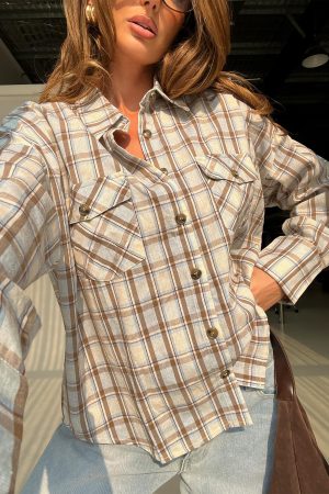 Sweet Summer Flannel Top Blue Check