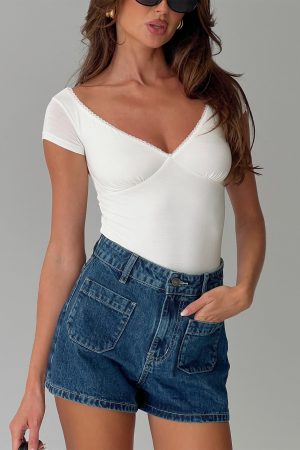 Loveydove Short Sleeve Bodysuit White
