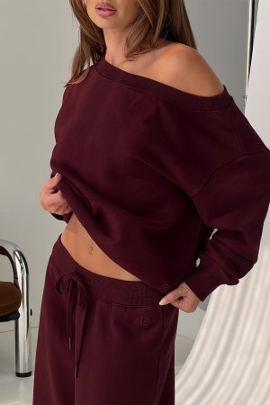 Wellness Off the Shoulder Jumper Currant