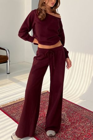 Dodie Wide Leg Pants Washed Currant