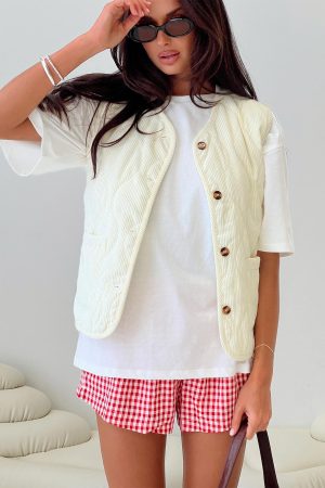 Little Things Quilted Vest Cream