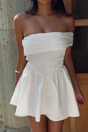 Fruitful Off Shoulder Mini Dress White