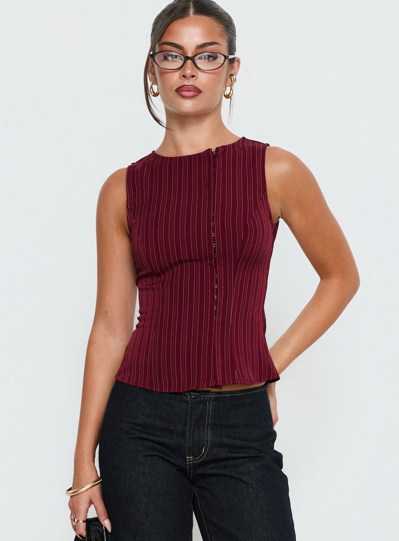 Running Wild Top Burgundy Stripe - Image 2