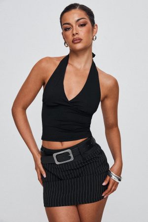 Christel Pinstripe Skort Black