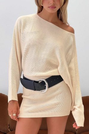 Bellamie Long Sleeve Mini Dress Cream