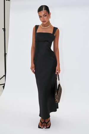 Radioactive Bias Cut Maxi Dress Black