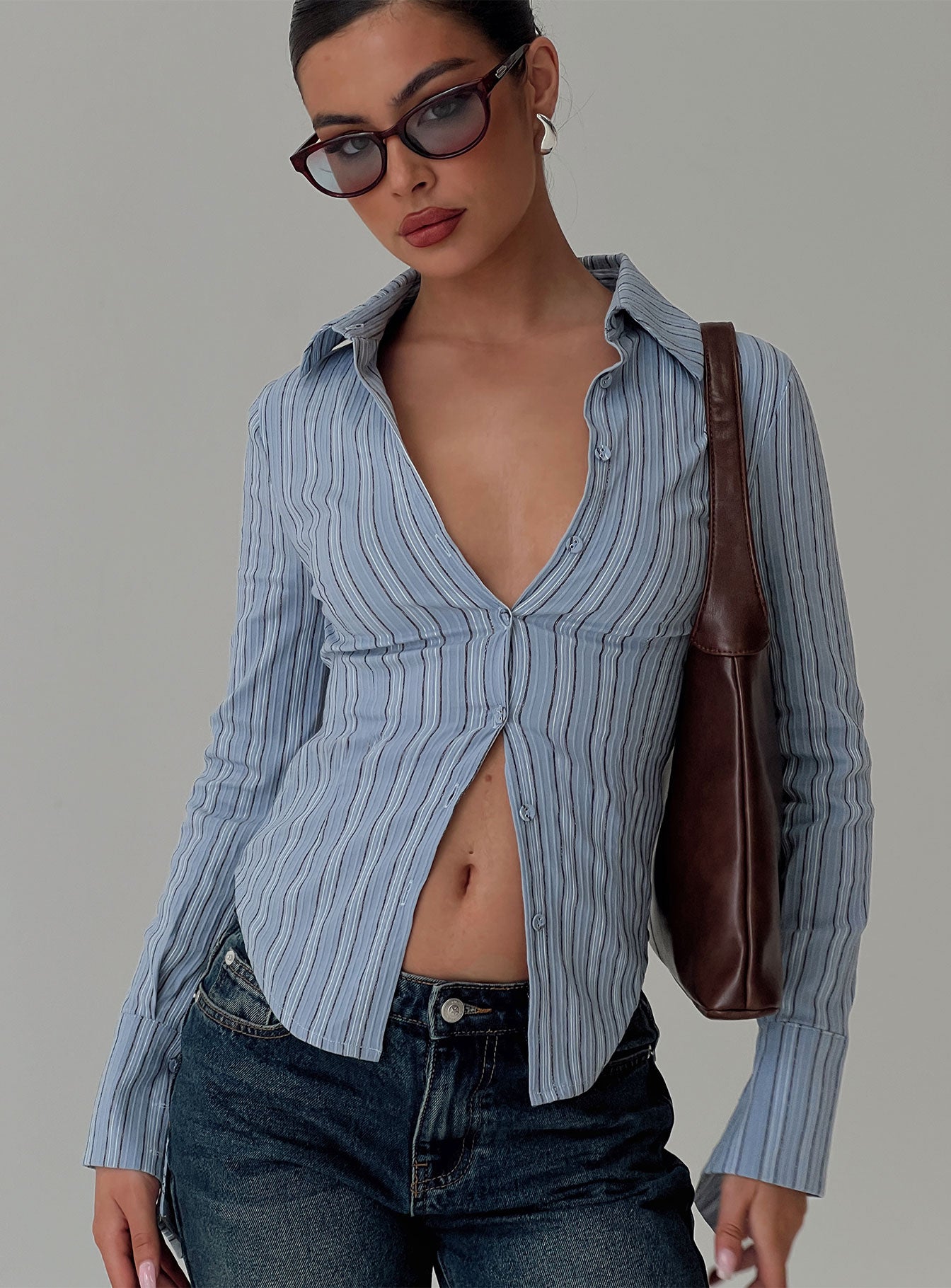Madlin Long Sleeve Top Blue Stripe - Image 9