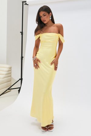 Azura Off The Shoulder Maxi Dress Yellow