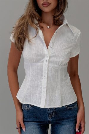 Cottesloe Blouse Top Textured White