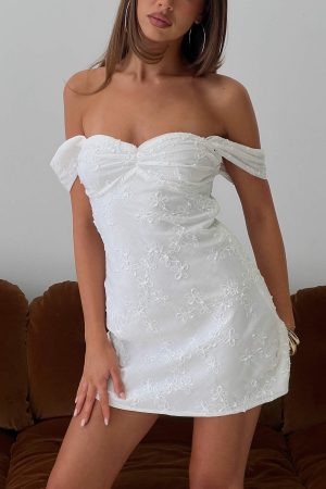 Rozerie Off Shoulder Mini Dress White