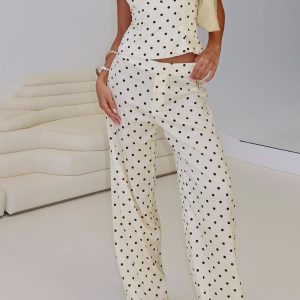 Powdered Sugar Strapless Set Cream Polka
