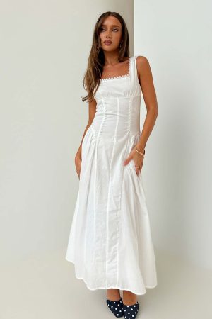 Mariette Panelled Midi Dress White