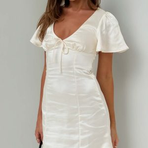 Sun Will Rise Tie Detail Mini Dress Cream